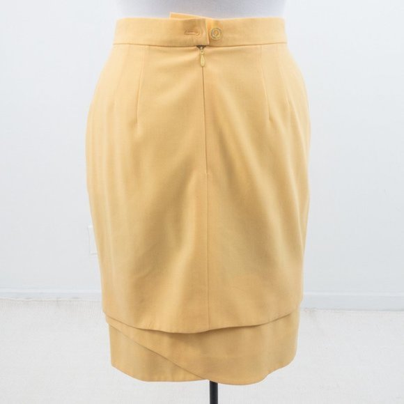 Escada 8 Wool Pencil Skirt Yellow - Picture 4 of 9